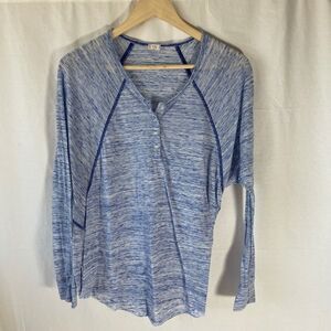 Anthropologie T.La Cobalt‎ Blue Heather Long Sleeve Henley Top Sz S